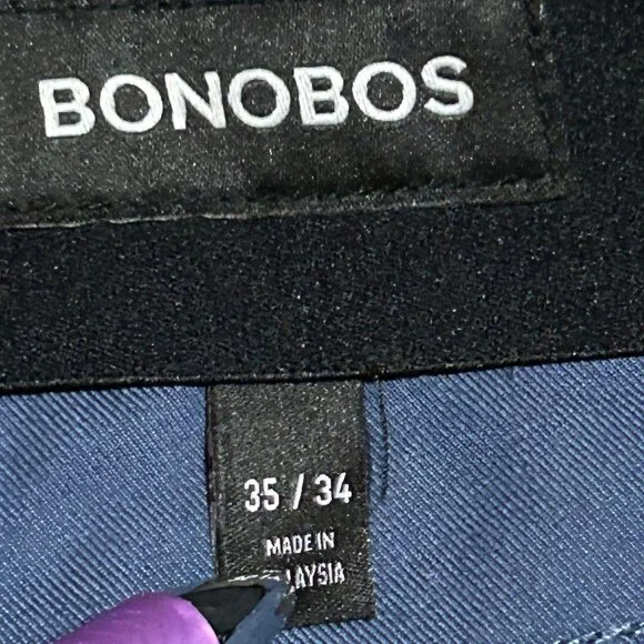 NWT BONOBOS 3X Dry Athletic Fit Pants Size 35x34 Blue 5-Pocket Pant - Picture 5 of 10